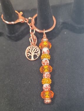 Rose Gold Tree of Life Drop Bead Keychain or Purse Charm